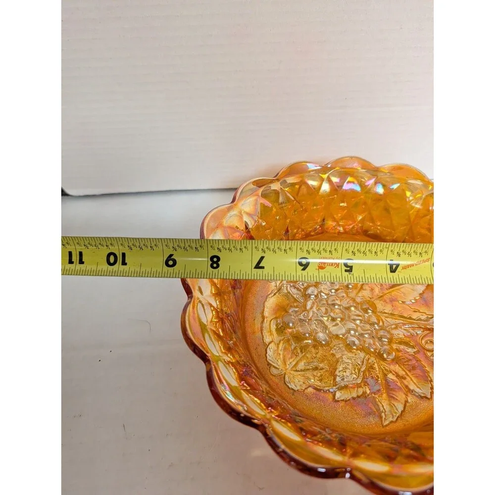 Vintage Fenton Marigold Carnival Glass Grape Design Fruit Bowl 1972